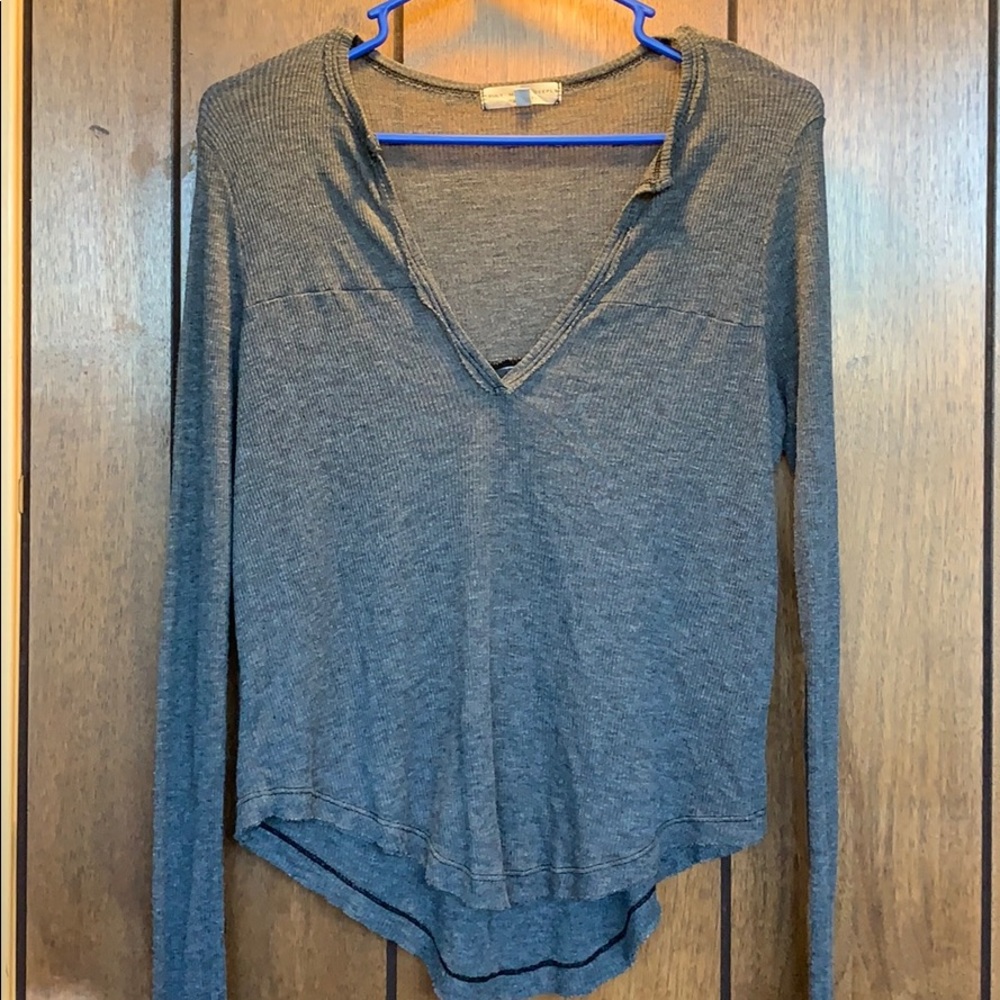 Notched grey long sleeve